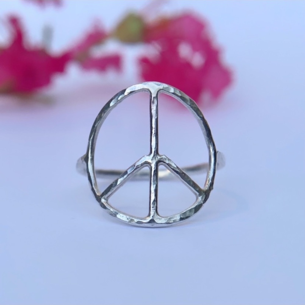 Sterling silver Peace sign ring, handmade ring, made to order